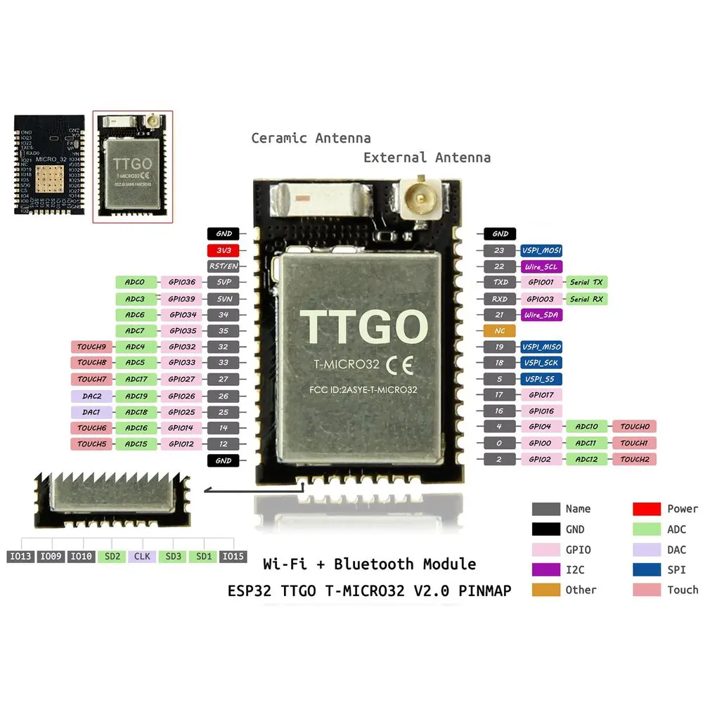 ESP32-Micro ESP-32-PICO wifi беспроводной модуль Bt ESP32-PICO-D4 макетная плата адаптера