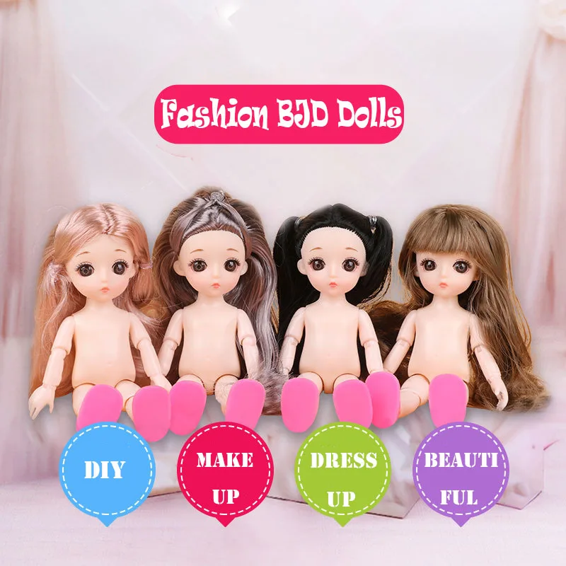 13 совместный подвижный BJD Детские куклы игрушки 1/8 17 см милые оригинальные куклы принцессы косметика "сделай сам" одеваются голые обнаженные куклы BJD для девочек