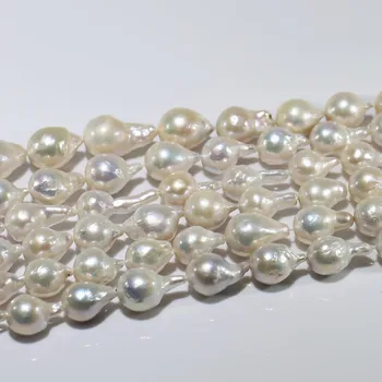 

Natural 13-15mm width AA+ fireball baroque real baroque white pearl strands loose beads women lady jewelry DIY