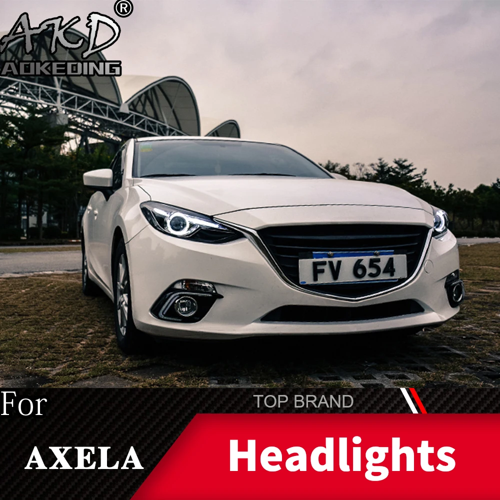 Фара для автомобиля- Mazda 3 Axela фары Противотуманные фары Дневные ходовые огни DRL H7 светодиодный Биксеноновая лампа автомобильные аксессуары