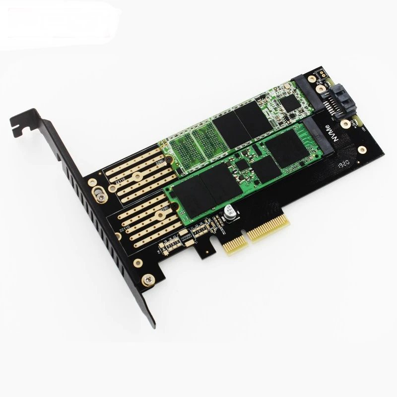 M.2 Накопитель SSD с протоколом NVME NGFF к PCI Express X4 адаптер карта PCIE к M.2 SATA+ NVME двойной диск карта расширения поддерживает M Key plus B Ключ интерфейс