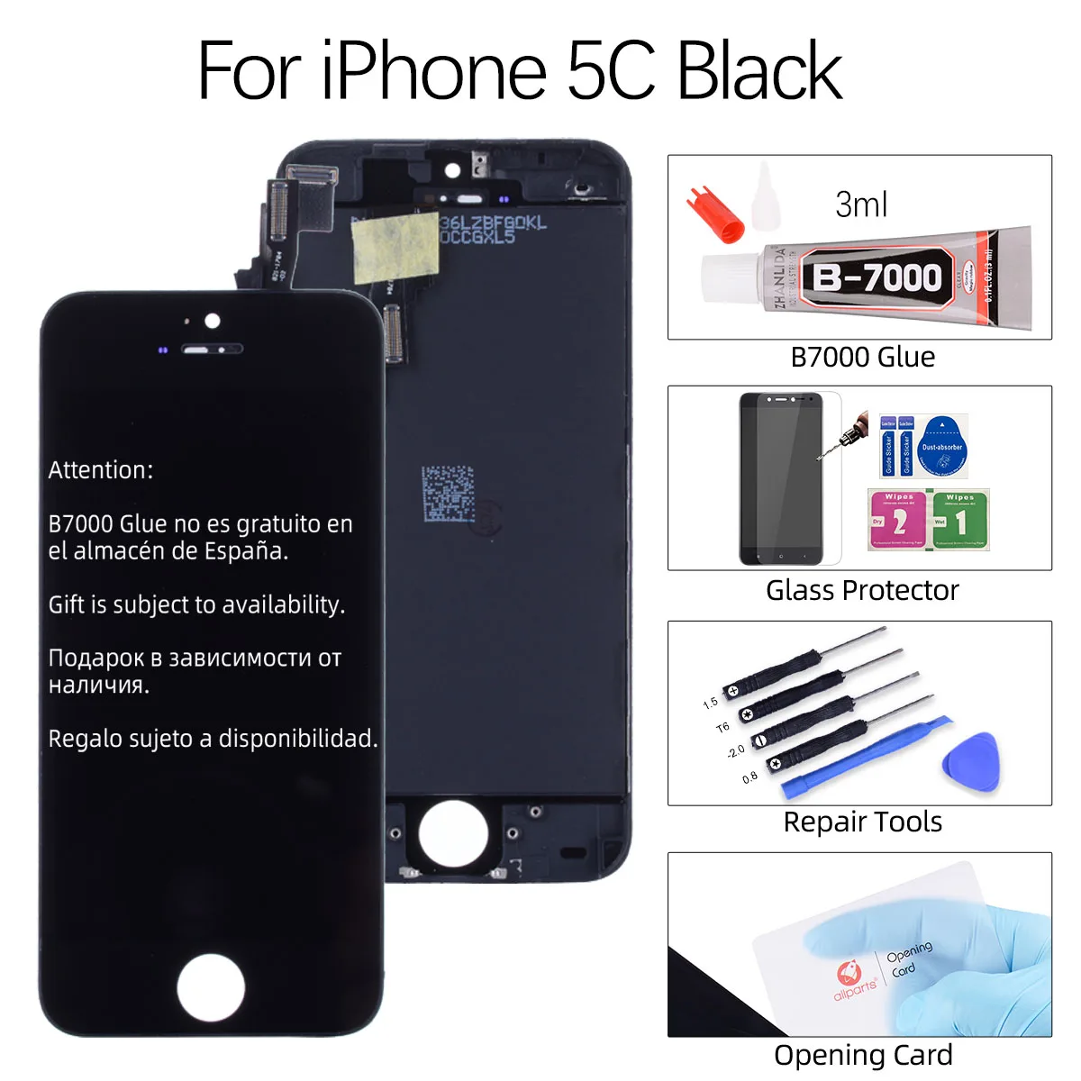 AAA OEM Дисплей для iPhone 5S 5 5C в сборе с тачскрином на рамке черный белый - Цвет: Black 5C