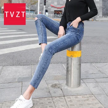 

TVZT 2020 New Women Black Jeans High Waist Jeans Elastic Cowboy Pencil Pants Full Length Trousers Skinny Casual Jeans Ladies