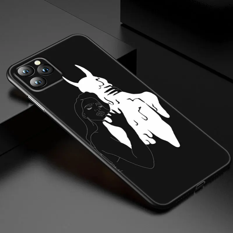 Black White Simple Design Phone Case For Apple iPhone 13 12 Mini 11 Pro XS Max XR X 8 7 6S 6 Plus 5S 5 SE 2020 Soft Black Cover- Hca641b525c5a442199a819fd918c0944P