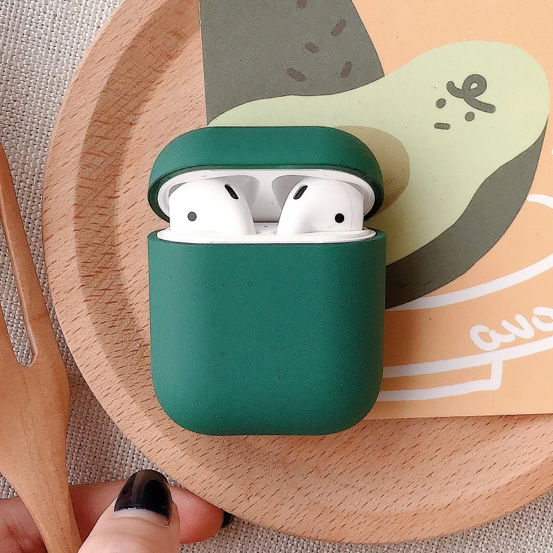 Dark green Жесткий чехол для наушников для Apple Airpods 1/2 противоударный чехол для Apple гарнитура для Airpods чехол s Матовый розовый защитный чехол для пары - Цвет: Dark green