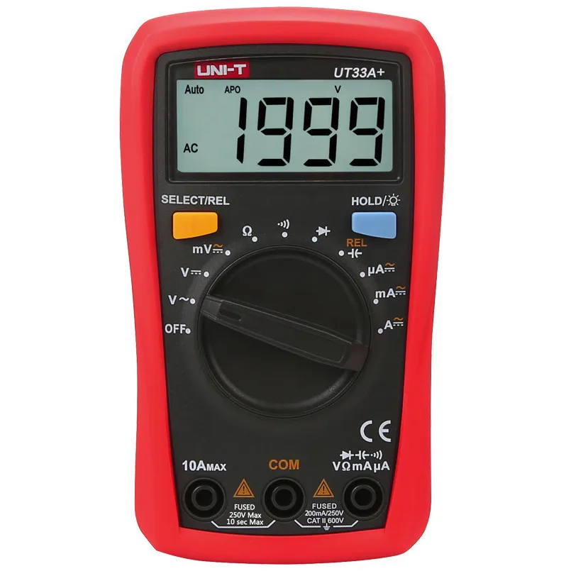 UNI-T UT33A+/UT33B+/UT33C+/UT33D+ размер ладони мультиметр; сопротивление/Емкость/температура/NCV тест, подсветка - Цвет: UT33A(Plus)