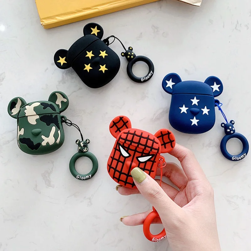 3D Bear Head беспроводной Чехол для наушников для Apple AirPods 1/2 силиконовый чехол для наушников для Airpods защитный чехол