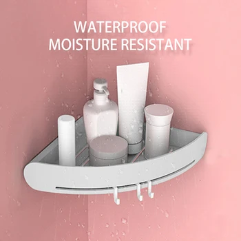 

Wall-mounted Shower Shelf Holder Kitchen Household Items Accessories Bathroom Corner Storage Rack Triangular Rack Punch-free