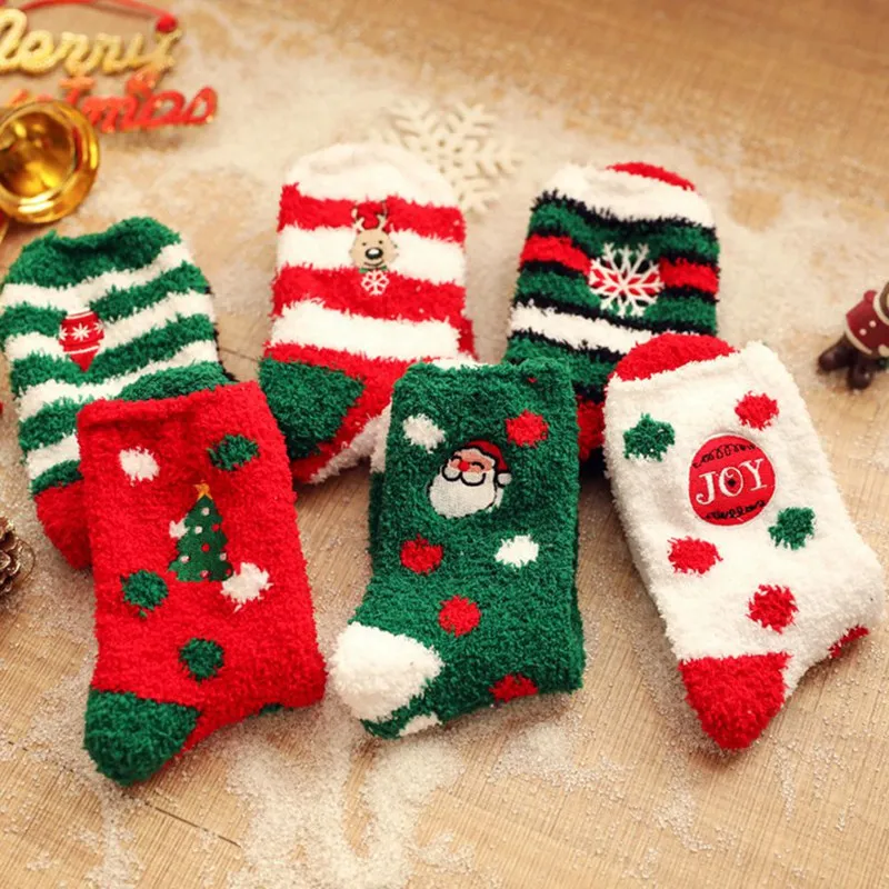 Милые Рождественские Носки с рисунком оленя в виде животных, подарок, объемные пушистые коралловые бархатные толстые теплые зимние носки для женщин, подарок на год, носки с коробкой