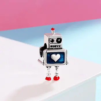 

Cute Robot 925 Silver Creative Vintage Style Pendant for Women DIY Jewelry Making Necklace Bracelet Earrings Accessories