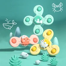 

Montessori Baby Bath Toys Boy Girl Children Bathing Sucker Fidget Spinner Suction Cup Toy for Kids Funny Child Rattles Teether