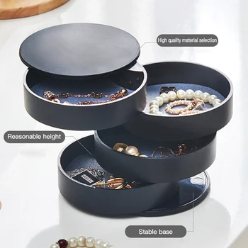 

New Design Women Jewelry Storage Box Fashion 4-Layer Rotatable Jewelry Accessory Storage Tray with Lid Birthday Gift for women