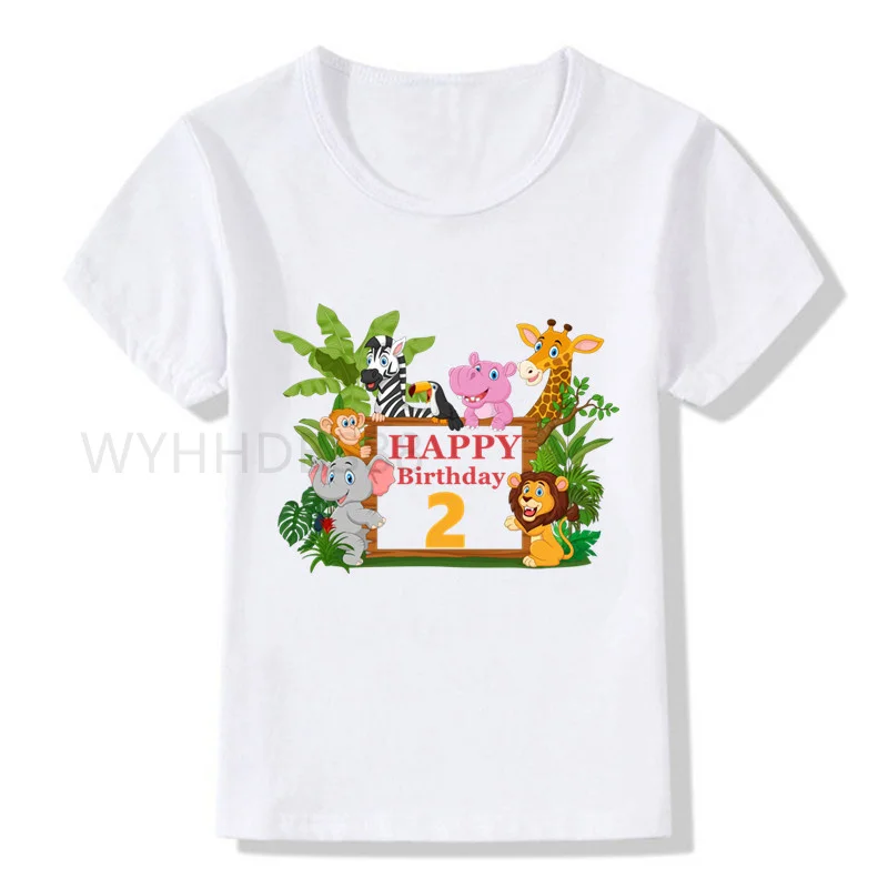 harley davidson t shirt DIY Boys Animals  Birthday Number Print T Shirt Children Birthday Party Boy T-shirts Boy&Girl Funny Gift Tshirt Present Animals vintage shirts T-Shirts