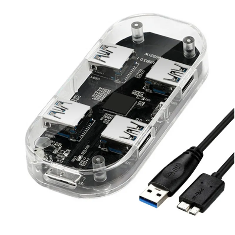4 порта usb-хаб 5 Гбит/с прозрачный USB3.0 удлинитель разъем адаптера с 45 см кабель для ПК настольный ноутбук аксессуары
