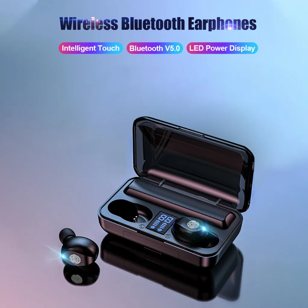 50# F9 TWS Bluetooth наушники с микрофоном светодиодный дисплей беспроводные Bluetooth наушники водонепроницаемые шумоподавляющие гарнитуры
