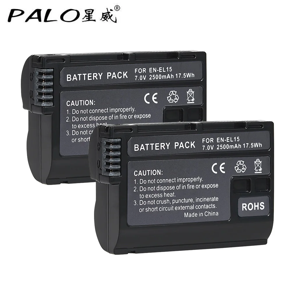 

PALO 2PCS 7.0V 2500mAh EN-EL15 ENEL15 decoded Batteries for camera for Nikon DSLR d600 d600 d800 d800e D810e d700 d7100 D7200