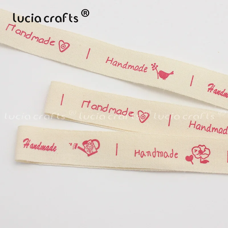 15mm style2 5y Lucia ремесла мульти размер "Hand made" дизайн печатных хлопчатобумажные ленты Ткань DIY отделка Швейные этикетки ручной работы аксессуары Q0401 - Цвет: 15mm style2 5y