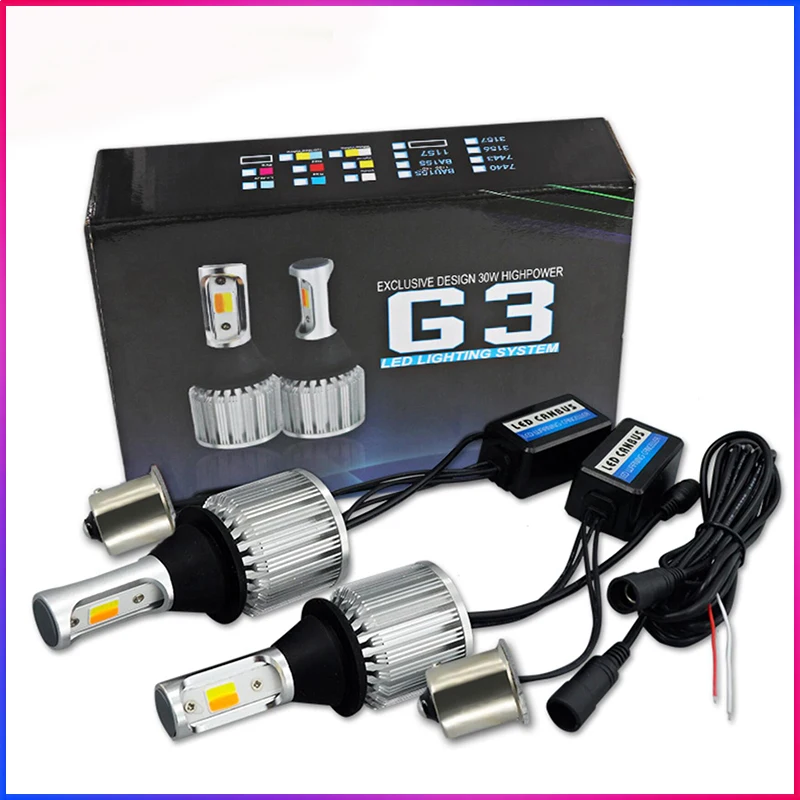 ShinMan 2x двухцветные лампы Автомобильные светодиодные COB1156 PY21W BAU15S дневные огни DRL