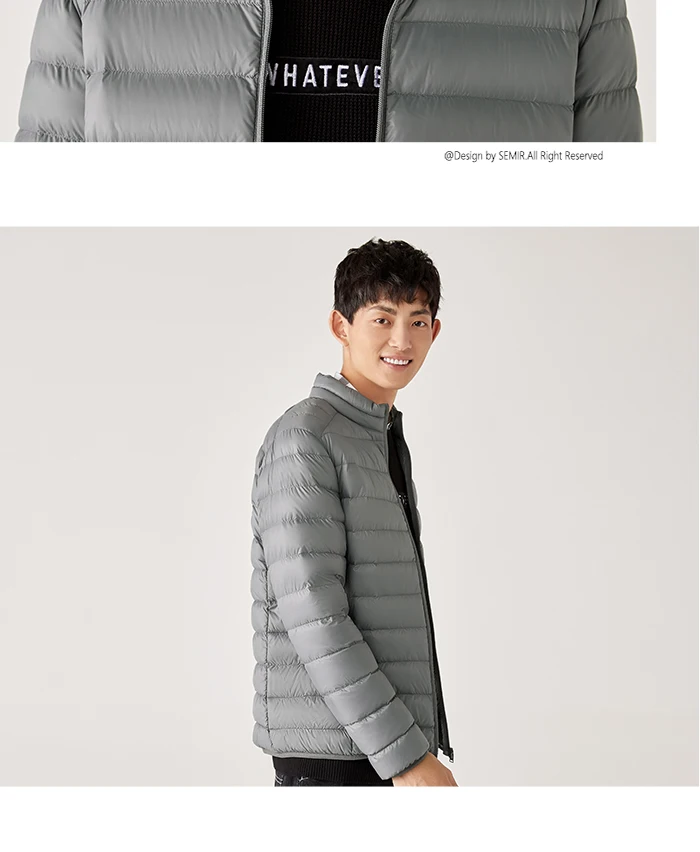 SEMIR короткий пуховик для мужчин, зимняя мужская трендовая куртка с воротником, 90 бархатная модная мужская Молодежная однотонные трендовые пальто
