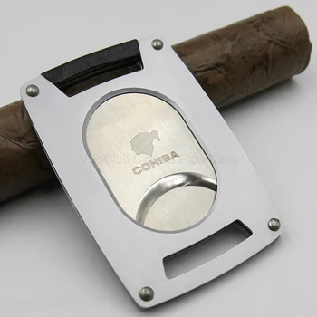 

COHIBA High Grade Portable Metal Dual Blade Super Sharp Cigar Cigarette Cutter Cutting Smoking Tool Knife Scissor With Cigar Bag