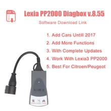Mais novo diagbox v8.55 v7.83 atualização completa para lexia3 pp2000 lexia-3 diagbox 8.55 adicionar carro até 2017 para c-itroen/p-eogeot