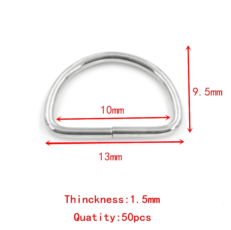 10mm X 50pcs 1, 10 штук в упаковке/13/16/20/25/33/38,5/53 мм полукруглый кольцо в виде буквы D брелок круглый брелок подходящая фурнитура, самодельный брелок Кольца Аксессуары - Цвет: 10mm X 50pcs