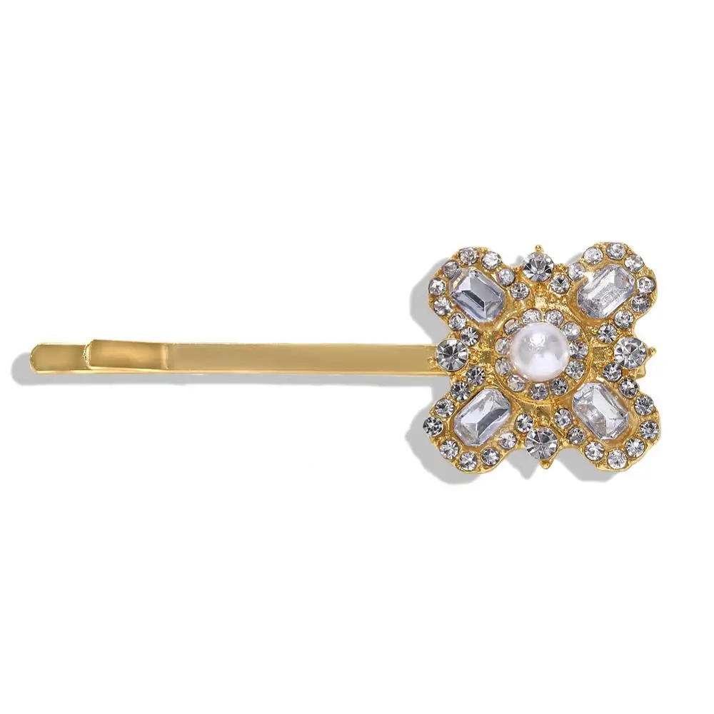 9 Best lady ZA Simulated Pearls Hair Pins Girls Cute Gifts Boho Resin Flower Hair Jewelry Women Wedding Handmade Metal Wholesale - Metal color: 9