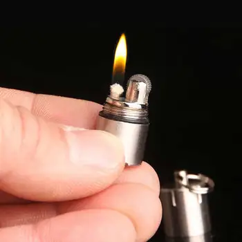 

Mini Compact Kerosene Lighter Key Capsule Gasoline Lighter Inflated KeyChain Lighter Grinding Petrol Wheel Lighter Outdoor Tools