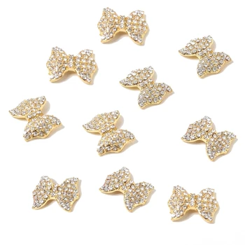

10pcs Bow Tie Alloy 3D Rhinestone Nail Art Tips Slice Decoration