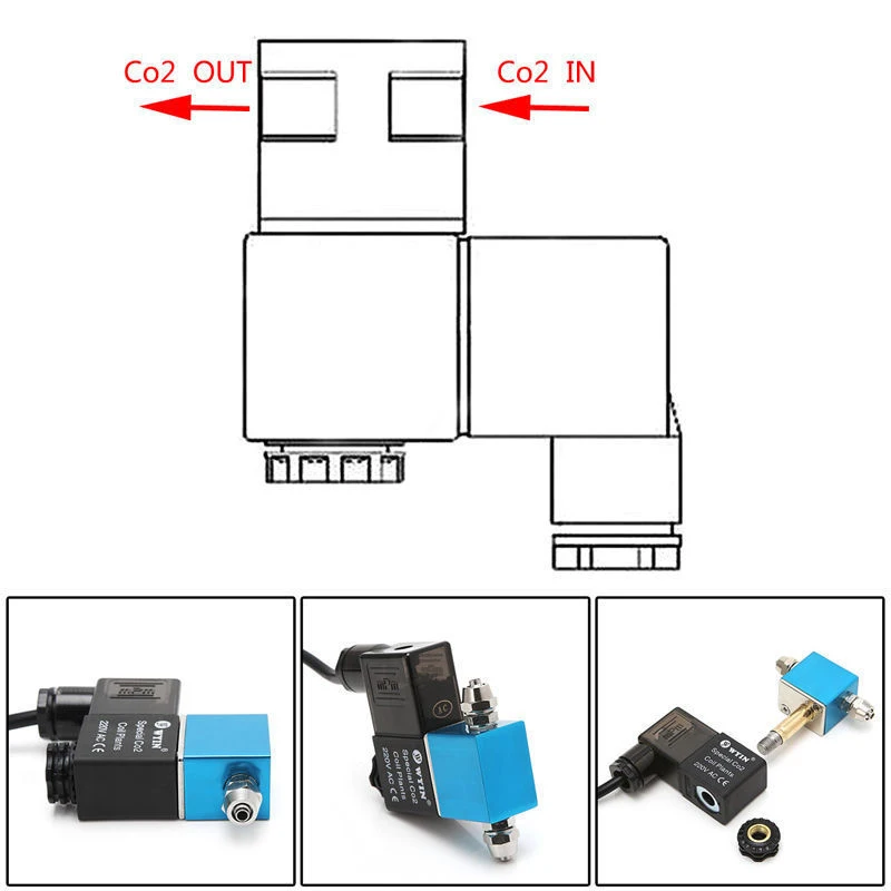 Электромагнитный клапан низкого Температура Co2 аквариум Системы Магнитная электромагнитный клапан регулятор 6,6X5,6X2 см/2,6*2,2*0,8 дюймов