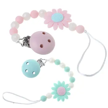 

Silicone Teething Pacifier Clips With Safe Silicone Beads Pacifier Chain Holder For Nipples Baby Chew Toys