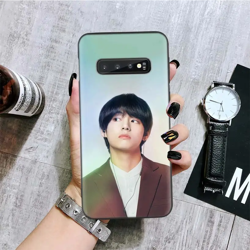 Kpop Kim V Taehyung черный чехол для телефона samsung Galaxy S10+ Plus Lite Note 10 9 8 S9 S8 J4 J6+ Plus S7 S6 Edge Capa