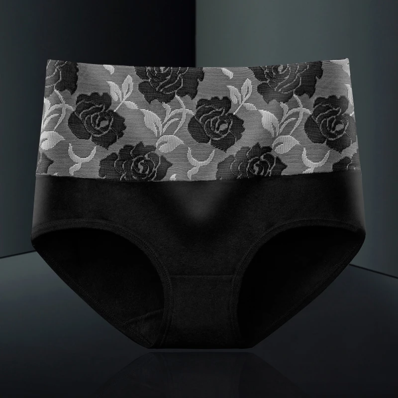 

Ladies Panties Womens Underwear High Rise Lingerie Sissy Floral Print Knickers Soft Plus Size