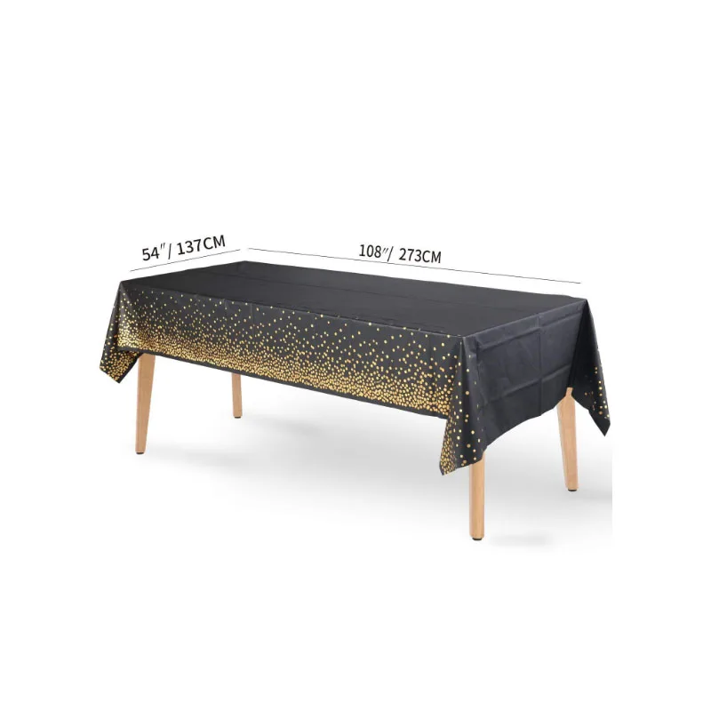 Table cover 1pcs Черный Золотой горошек вечерние украшения праздничные принадлежности фольги воздушный шар салфетка покрытие стола бумажные чашки Хэллоуин Рождество набор посуды - Цвет: Table cover 1pcs