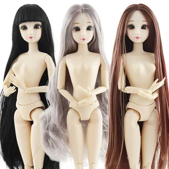 BJD Doll 30cm 20 Movable Jointe Dolls 3D Eyes Bjd Plastic Doll for Girls Toys Long Wig Female Nude Body Fashion Christmas Gift 1
