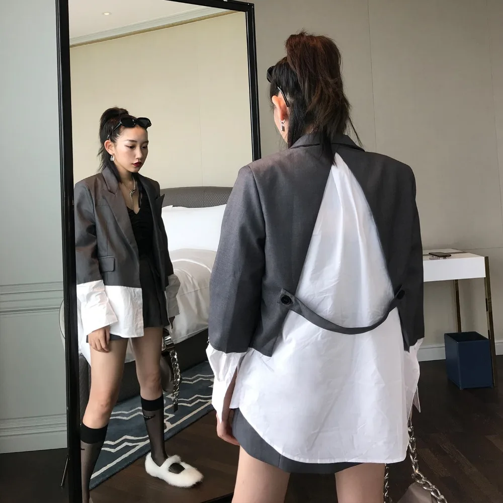 WHITNEY WANG Осенняя мода уличная дизайнерская стильная цветная контрастная Плетеный Блейзер женские стильные блейзеры