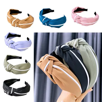 

Chen Yan Satin Stripe Headband Girl Knot Headbands New Wild Hairband FG1913
