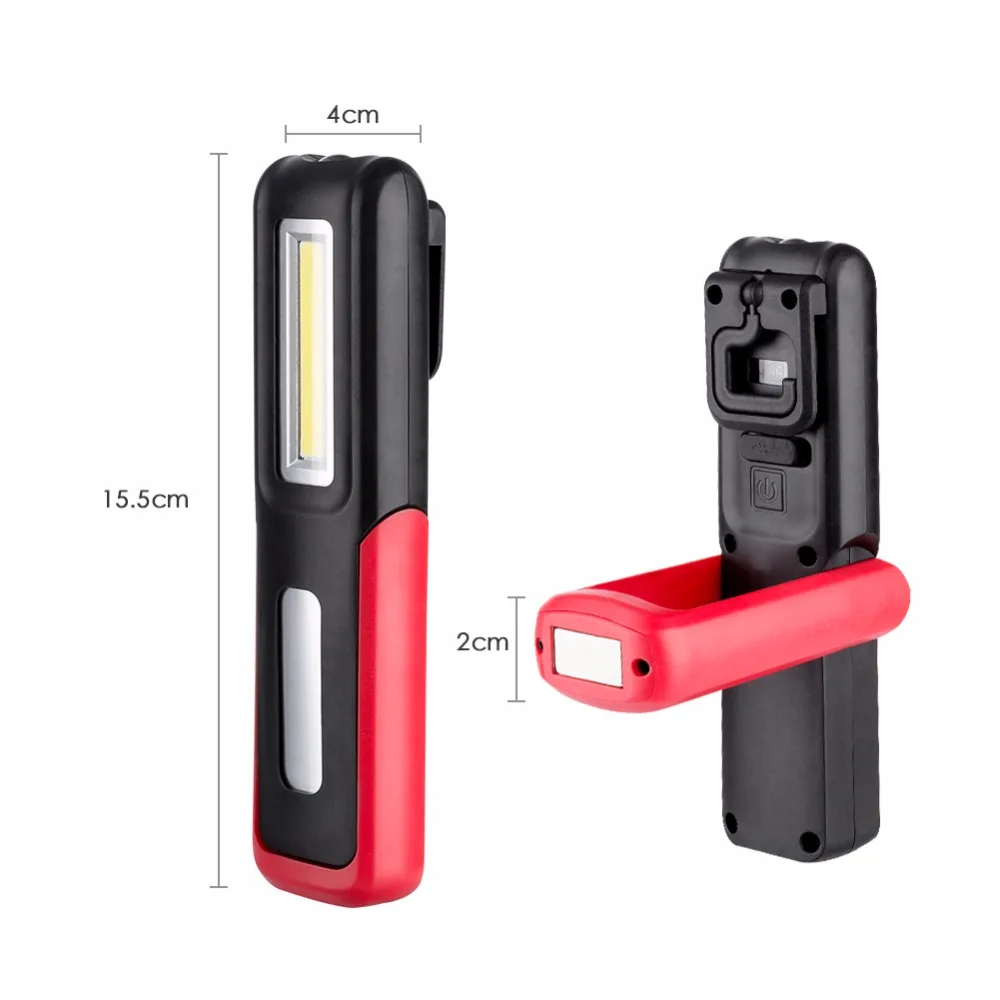 LED Flashlight Torch Outdoor Handy COB LED+XPELamp Portable Rechargeable Work Camping Light Energy Saving Lamp With Magnet Hook
