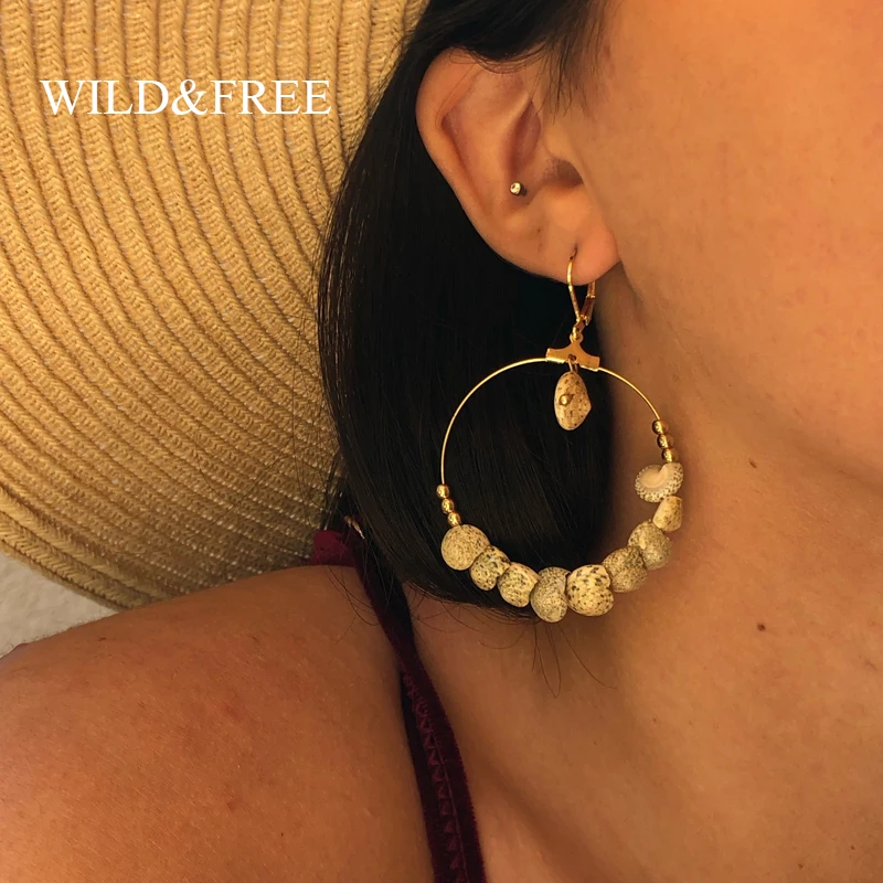 Женские серьги-подвески в виде ракушек круглые ювелирные украшения из