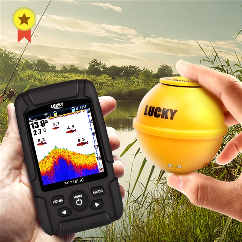Wireless Portable Fish Finder 45M/147Feet Sonar Depth Depth sounder echosonda echolot echo sondeur deeper fish finder Lucky FF718LiC-WLA