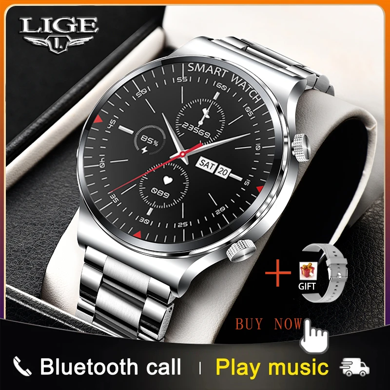 LIGE Smart Watch Men Bluetooth Call Custom Dial Full Touch Screen Waterproof Smartwatch For Android IOS Sports Fitness Tracker