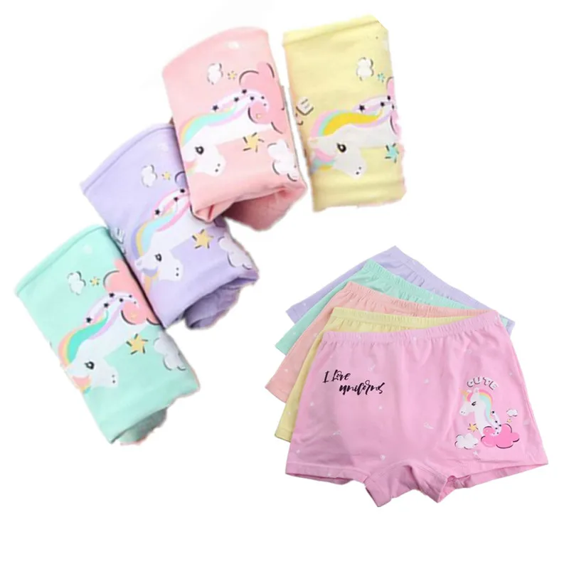 1Pc 5 Colors Cute Children's Cotton Underwear Comfortable Breathable Cartoon Animal Girls Boxer Shorts Random Color Kids Briefs