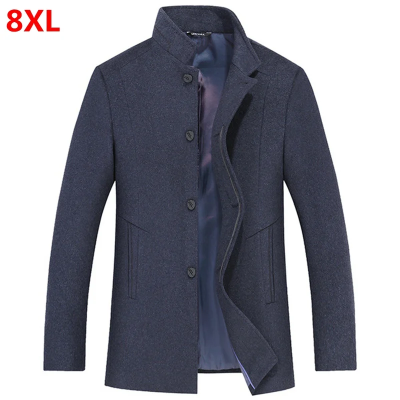 Autumn and winter big size woolen coat men's stand collar loose plus size 8XL 7XL 6XL 5XL woolen coat jacket men's shirt tide Autumn and winter big size woolen coat men's stand collar loose plus size 8XL 7XL 6XL 5XL woolen coat jacket men's shirt tide