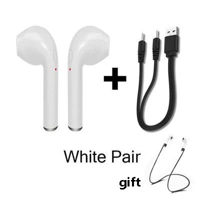 earphone and cables I7s TWS Беспроводные Bluetooth 5,0 наушники-вкладыши наушники гарнитура с микрофоном для смартфона i7 беспроводные Bluetooth наушники - Цвет: earphone and cables