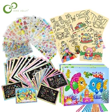 26Pcs Children Drawing Toys Set Scratch Painting Sand Painting Diamond Stickers Educational Learning Drawing Toys for Kids GYH
