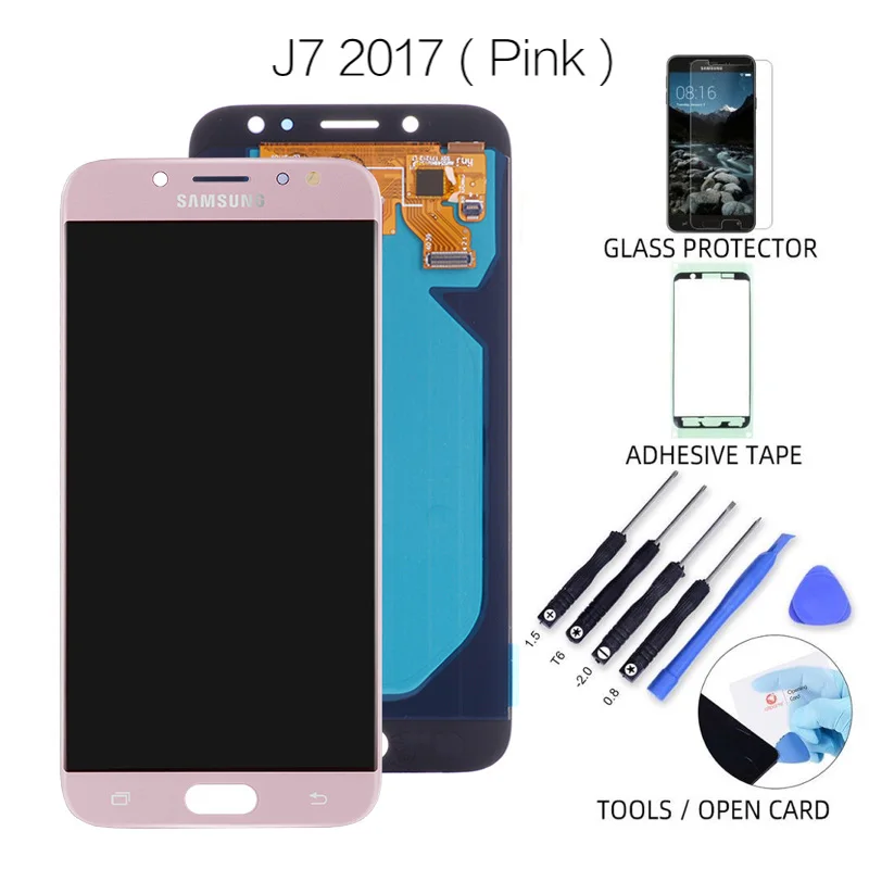 AMOLED Дисплей для SAMSUNG Galaxy j7 Pro LCD в сборе с тачскрином для Samsung Galaxy j7 LCD J730 J730F J7 J700 J700F J710 J710F - Цвет: J7 2017 Pink