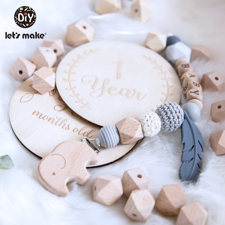 Contas de Madeira Brinquedos para o Bebê Brinquedo de Madeira do Bebê Letmake Fazer 16mm 20mm Hexágono Faia Dentição Faça Você Mesmo Brinquedos Chocalho Mordedor Mordedores s 100 pc 13 Mordedores p/ bebê