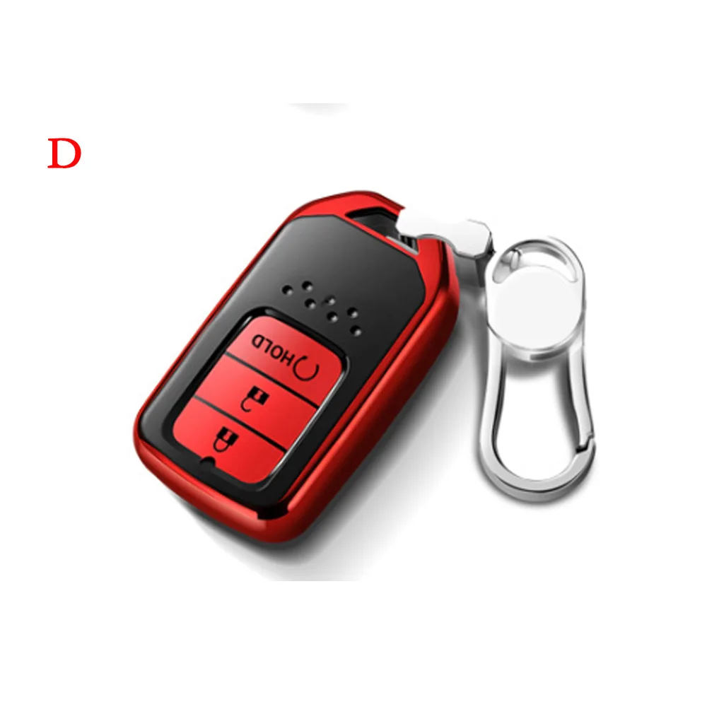 D Red ТПУ чехол для ключей автомобиля ключ чехол оболочка для Smart ключа для Honda Civic CR-V Accord XR-V Spirior 2/3/4 пуговицы автомобильные аксессуары - Название цвета: D Red