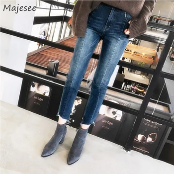 

Jeans Women Large Size 5XL Denim Ankle-length Irregular Cropped High Waist Button Elegant Casual Comfortable Ladies All-match