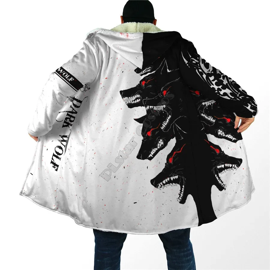 Winter Men For Women Hooded Cloak Dark Wolf 3D All Over Prined Fleece wind breaker Warm Hood Cloak winter men for women hooded cloak dark wolf 3d all over prined fleece wind breaker warm hood cloak